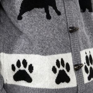Premium Grey Cute Black <strong>Cat</strong> and Bow Element Thick <strong>Cardigan</strong> for Women with Horn Buttons Autumn - Product Image 6