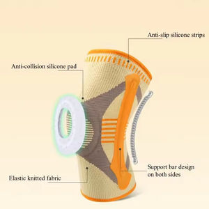 Genouillère de compression sportive tricotée avec coussinet en gel de silicone pour la rotule et stabilisateurs latéraux à ressort pour la course, le basketball, la gym et le fitness - Product Image 4