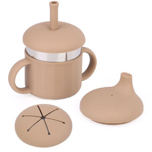 Vaso antiderrames de silicona y acero inoxidable con doble asa para bebés, vaso duradero de calidad alimentaria para refrigerios, 1-2 años, calibre estándar - Product Image 5