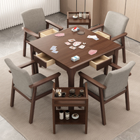 Table carrée en bois massif, table de jeu multi-usages pour cartes et échecs, table à manger carrée pour la maison