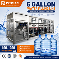 Machine de remplissage d'eau de 5 gallons avec décapsuleuse, laveuse, remplisseuse et capsuleuse automatiques