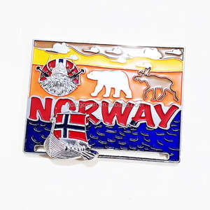 Aimant de réfrigérateur 3D en émail dur, motif Gnome Viking Norvégien Nordique avec hache et bouclier, souvenir pour décoration de réfrigérateur - Product Image 4