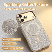 Coque tendance scintillante pour iPhone 17 18 Pro Max, étui en cuir brillant avec protection d'objectif métallique et chargement magnétique sans fil