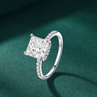 Bague en moissanite taille carrée, certification GRA, bague en argent 925 avec moissanite, bague de fiançailles en diamant pour femme, cadeau de mariage