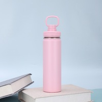 Rosa 22 oz Edelstahl-Trinkflasche mit Weiter Öffnung, Ausgießer und Griffdeckel, Fitness-Becher, Reisebecher, Isolierter Fahrrad-Tumbler