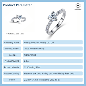 <span class=keywords><strong>Bague</strong></span> de fiançailles en argent sterling S925 avec moissanite en forme de cœur, 2,0 CTW, bande pavée demi-éternité pour femmes - Product Image 2