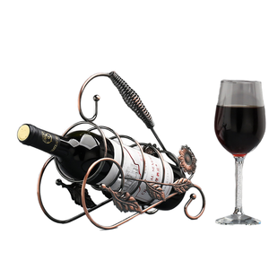 Porte-bouteilles à vin portable en acier inoxydable fait main, support créatif pour bouteilles de vin à domicile, style américain, motif floral - Product Image 1
