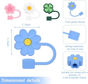 Protège-pailles anti-poussière de 0,4 pouce avec embouts en silicone/PVC multi-designs pour pailles de 10 mm pour les fêtes - Product Image 1