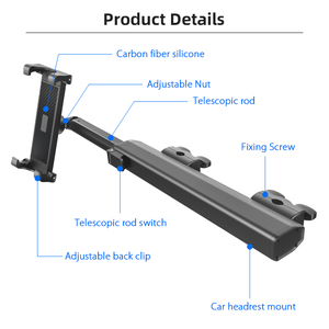 Soporte para Teléfono <span class=keywords><strong>y</strong></span> Tablet para Reposacabezas de Coche, 360° °   Soporte Ajustable <span class=keywords><strong>y</strong></span> Retráctil para Asiento Trasero para Dispositivos de 4.7-<span class=keywords><strong>11</strong></span> Pulgadas, Esenciales de Viaje para Niños - Product Image 6