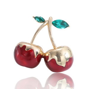 Broche <span class=keywords><strong>de</strong></span> Fruta Exquisito y Versátil con Flor <span class=keywords><strong>de</strong></span> Cereza Roja <span class=keywords><strong>de</strong></span> Aleación con Diamantes Completos y Esmalte, el Más Vendido, Lindo Pin para <span class=keywords><strong>Ropa</strong></span> - Product Image 6
