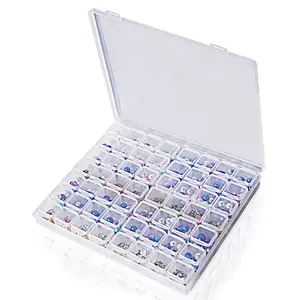 56 Slots Clear Plastic Jewelry Beads Display Storage Box Case Organizer Holder Empty Nail Art Rhinestone Storage Box Tools