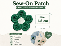 Mini patch brodé de fleurs vert forêt de 1,6 cm, appliqué à coudre pour vêtements, sacs, chapeaux, accessoires pour cheveux et décoration artisanale DIY.