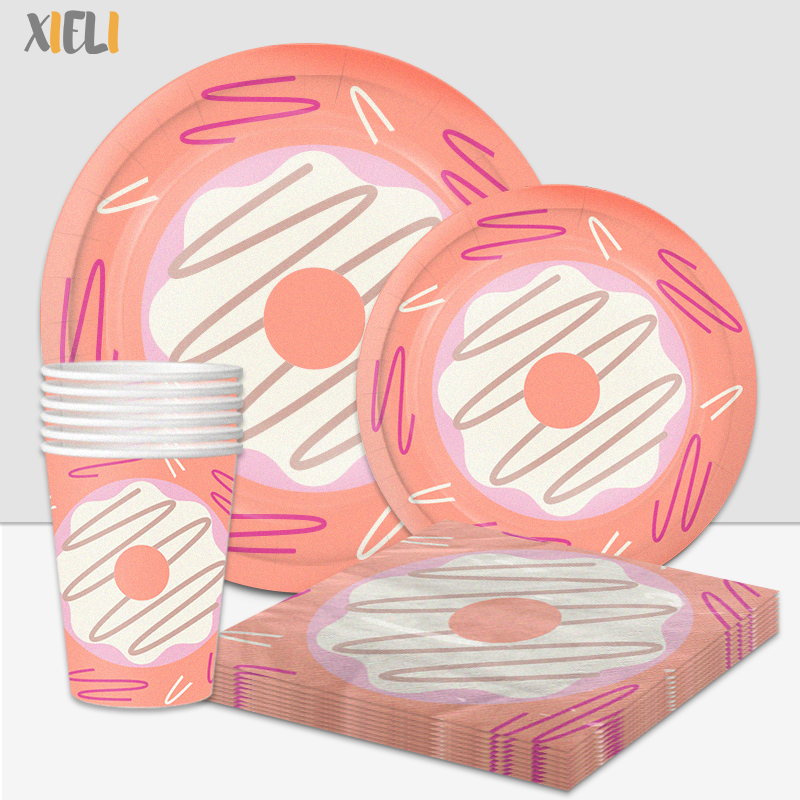 Ensemble De Vaisselle Jetable De Fête Fournitures De Fête Assiettes En Papier Biodégradables Gobelet En Papier Serviettes En Pap