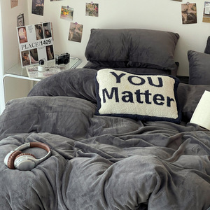 Set di Biancheria da Letto Invernale in Velluto di Latte a Doppio Strato, Tipo Lenzuolo con Angoli, 4 Pezzi e 3 Pezzi, <span class=keywords><strong>Copripiumino</strong></span> <span class=keywords><strong>Grigio</strong></span> di Alta Qualità - Product Image 3