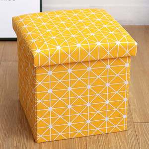 Linen Fabric Folding Ottoman Cube Storage Box Shoe Bench <b>Foot</b> <b>Rest</b> Suitable for Bed - Product Image 1