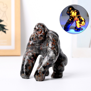 Sculpture de gorille en pierre naturelle Yooperlite en gros, sculpture d'animaux en cristal pour la décoration - Product Image 5