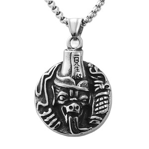 Yunnique Collar con colgante de acero inoxidable para hombre, diseño de cara de calavera retro, patrón geométrico 19048 - Product Image 5