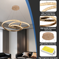 Nouveauté OEM, lustre design de personnalité de la mode de luxe, décoration intérieure moderne de chambre à coucher, éclairage suspendu LED à intensité variable pour les soins des yeux