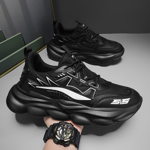 Zapatillas Deportivas para Hombre, Color Blanco y Negro, Estilo Chunky Dad, Transpirables, con Cordones, Plataforma, para Correr - Product Image 3