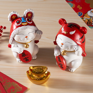 Figuritas de bandeja de gato de la suerte chino de resina para Interior, almacenamiento vacío, receptor de llaves, accesorios de decoración, entrada de <span class=keywords><strong>objetos</strong></span> para el hogar, gato de la suerte - Product Image 2