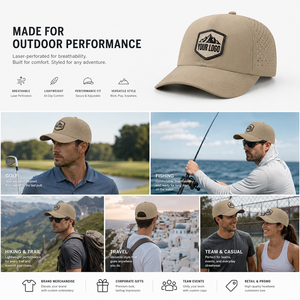 Casquette de golf en cuir gaufré personnalisée de qualité supérieure avec logo, perforations laser pour la ventilation, casquette de sport noire pour cadeau - Product Image 2