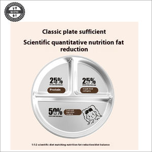 <span class=keywords><strong>Assiette</strong></span> pour enfants en acier inoxydable incassable à 3 compartiments, polie, divisée, pour le contrôle alimentaire, design de dessin animé pour une alimentation équilibrée - Product Image 6