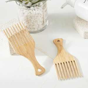 Logo personnalisé emballage <span class=keywords><strong>Afro</strong></span> Pick Peigne <span class=keywords><strong>Barber</strong></span> Styling Large Dent Bambou Bois Barbe Peigne À La Mode Portable Outil De Coiffure - Product Image 5