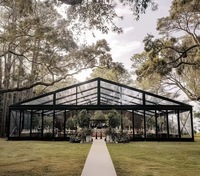 Tente de réception de luxe transparente pour mariage, structure en aluminium, toit en verre PVC transparent, grandes tentes d'événements extérieurs pour mariage