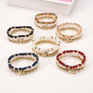 Juego de Pulseras de Cuentas de Bisutería, 3 Piezas, Imitación de Perlas, Dije de Elefante, Regalo Unisex, Hecho en China - Product Image 2