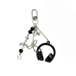 Bolsa para auriculares duradera de estilo coreano popular, color sólido, versátil, con llavero colgante simple y cadena personalizada para teléfono móvil. - Product Image 2