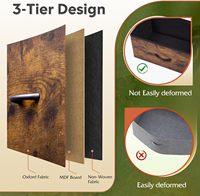 WLIVE Commode haute à 5 tiroirs en MDF, finition grain de bois brun rustique, avec cadre en acier et bacs en tissu, organisateur de rangement pour chambre et placard