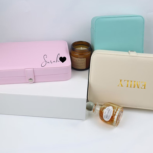 Caja de Joyería Portátil de Cuero PU con Logotipo Personalizado, para Anillos, Aretes y Collares, Caja de Almacenamiento y Exhibición de Joyería de Viaje - Product Image 4