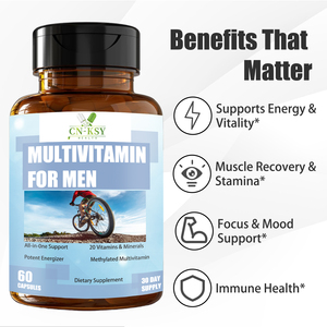 男性用マルチビタミンカプセル（ビタミンB12、ビタミンA、ビオチン、マグネシウム配合）人気販売中！エネルギー増強のための栄養補助食品 - Product Image 3