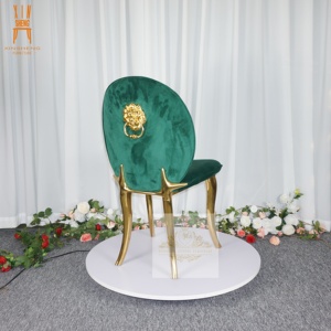 Silla <span class=keywords><strong>de</strong></span> Comedor <span class=keywords><strong>de</strong></span> Lujo con Respaldo <span class=keywords><strong>de</strong></span> León y Patas Doradas para Bodas, Fiestas, Eventos, Recepciones y Hoteles - Product Image 1