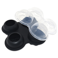 Moule à glaçons en silicone Rose fait maison Machine à boules de glace en silicone Rose 4 cavités Libération facile Grande machine à boules de glace en silicone