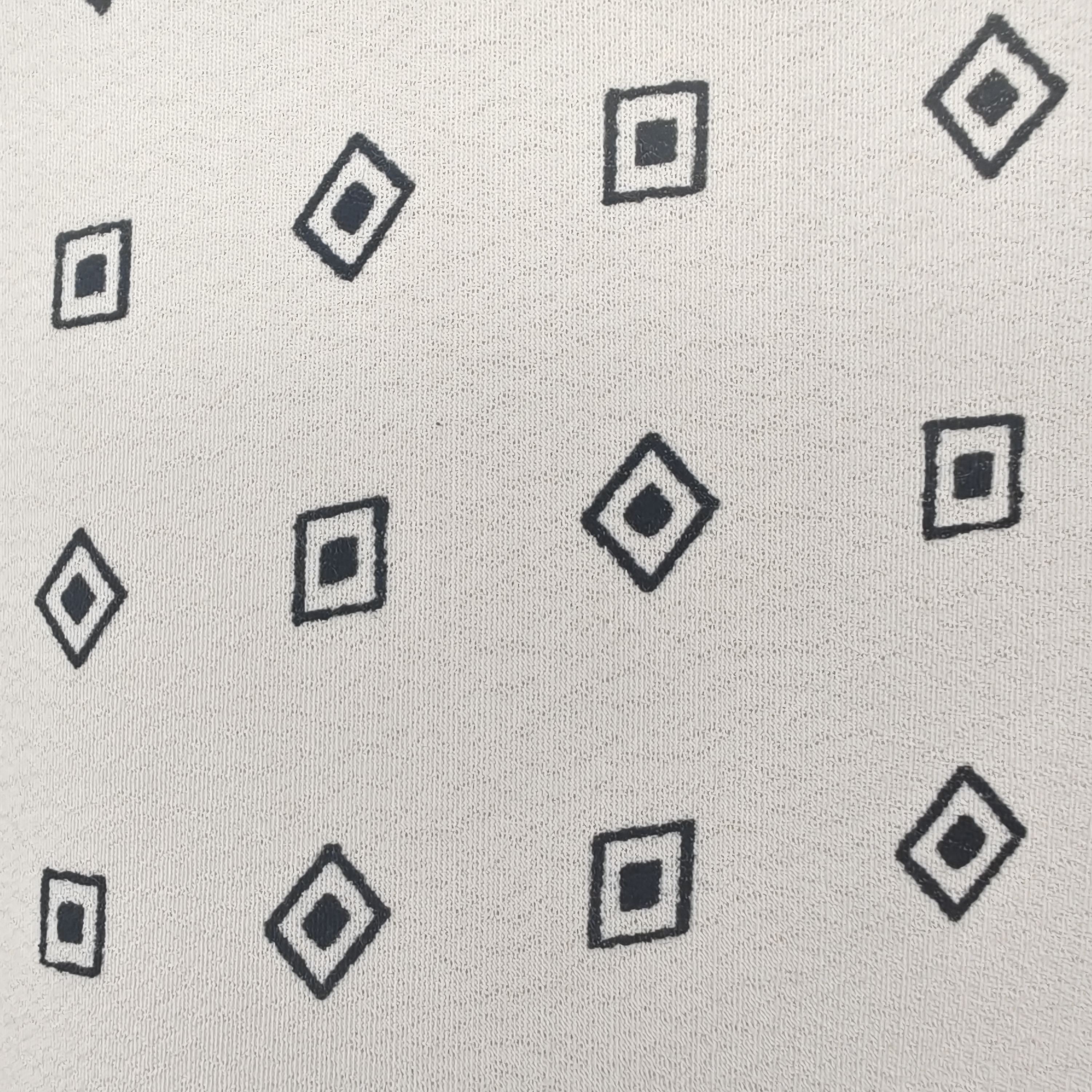 White with black print