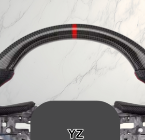 Volant de direction à fond plat en cuir perforé en fibre de carbone avec bande rouge YZ pour GMC Sierra 1500 <span class=keywords><strong>2500</strong></span> HD 3500 <span class=keywords><strong>Diesel</strong></span> modifié - Product Image 3