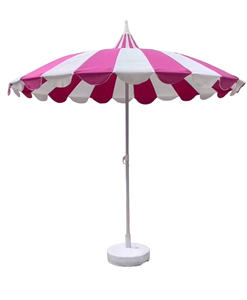Paraguas de pagoda de poste de acero inoxidable de 8,5 pies, paraguas de playa de costilla de fibra de vidrio para <span class=keywords><strong>Patio</strong></span>, paraguas de pagoda rojo y blanco - Product Image 2