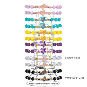 Fashion Beaded <b>Bracelet</b> Set Colorful <b>Crystal</b> Alloy Butterfly Unisex Jewelry Gift Yiwu Origin - Product Image 4