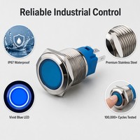 Meilleures ventes Interrupteur à bouton poussoir en métal étanche IP67 19MM Interrupteur à bouton poussoir momentané/à verrouillage éclairé pour commande électrique