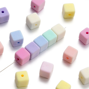 Plush Flocked Square <b>Beads</b> <b>Plastic</b> Loose <b>Beads</b> For DIY Jewelry Phone Chain Accessories - Product Image 4