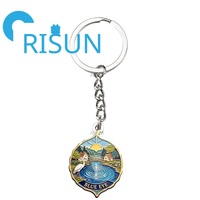Porte-clés Souvenir en Métal Personnalisé OEM ODM en Émail, Drapeau Albanais Tirana, Carte de Voyage, Œil Bleu, Riviera Albanie, Vente en Gros