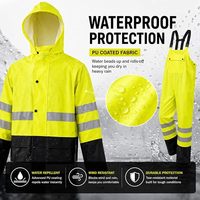 Veste imperméable en PU personnalisée pour la pêche marine et l'aquaculture avec pantalon à bretelles, combinaison de pêche, équipement de pluie et de mauvais temps