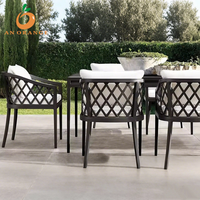 Conjunto de Mesa y Sillas de Comedor para Exteriores de Aleación de Aluminio, Resistente al Agua y a los Rayos UV, para Jardín, Patio, Villa, Hotel, Muebles de Exterior