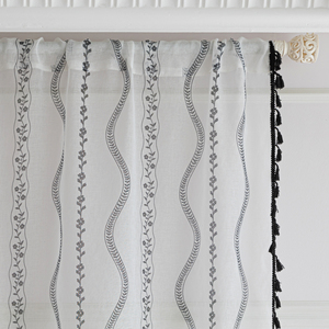 Rideaux transparents Bohemian Wave 100% Polyester-Glands peints à la main d'inspiration marocaine, bloquant les UV pour chambre à coucher/café/maison de plage - Product Image 6