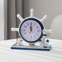 Timonier nautique méditerranéen pendentif en bois horloge de bureau chambre à coucher objets de salon décoratifs horloge en bois faite à la main intérieur