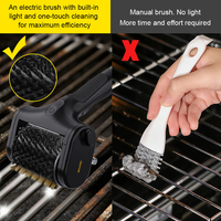 Brosse à barbecue en acier inoxydable avec lumière LED, poils pour le nettoyage, qualité alimentaire