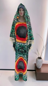 Robe d'été africaine Dashiki ample à motif géométrique avec strass, taille plus, en coton imprimé pour femme, style Boubou Femme, ODM&OEM Kanga Clothing - Product Image 4