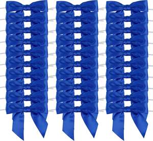 Noeud de cravate en <span class=keywords><strong>ruban</strong></span> torsadé de 3.5 "bleu en <span class=keywords><strong>satin</strong></span> et polyester personnalisé pour fête d'anniversaire gâteau de mariée panier cadeau préfabriqué vente en gros - Product Image 1