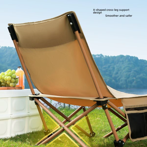 Portable Foldable Fishing Chair <b>Cushioned</b> Armrests <b>Storage</b> Bag for Outdoor Travel Camping Beach Moon Fishing Cup Holder - Product Image 3